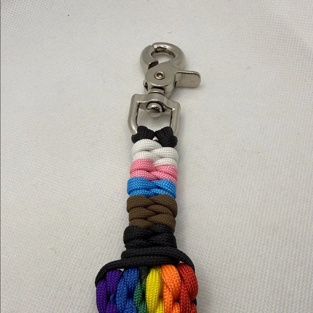 Handmade Progress Flag Paracord Keychain with Chunky Trigger Snap Clip